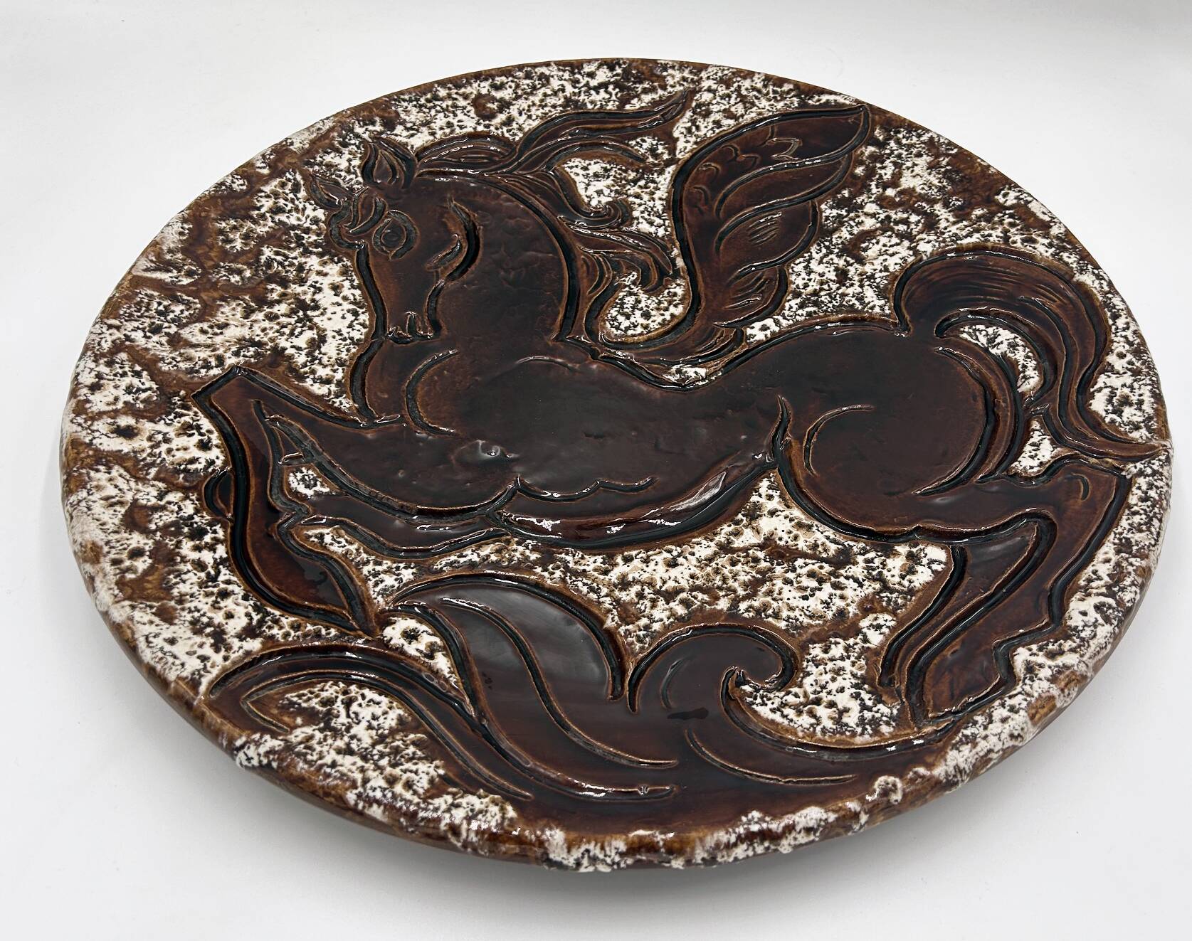 Glazed ceramic dish unique piece Manfredo Borsi / Giraud Vallauris