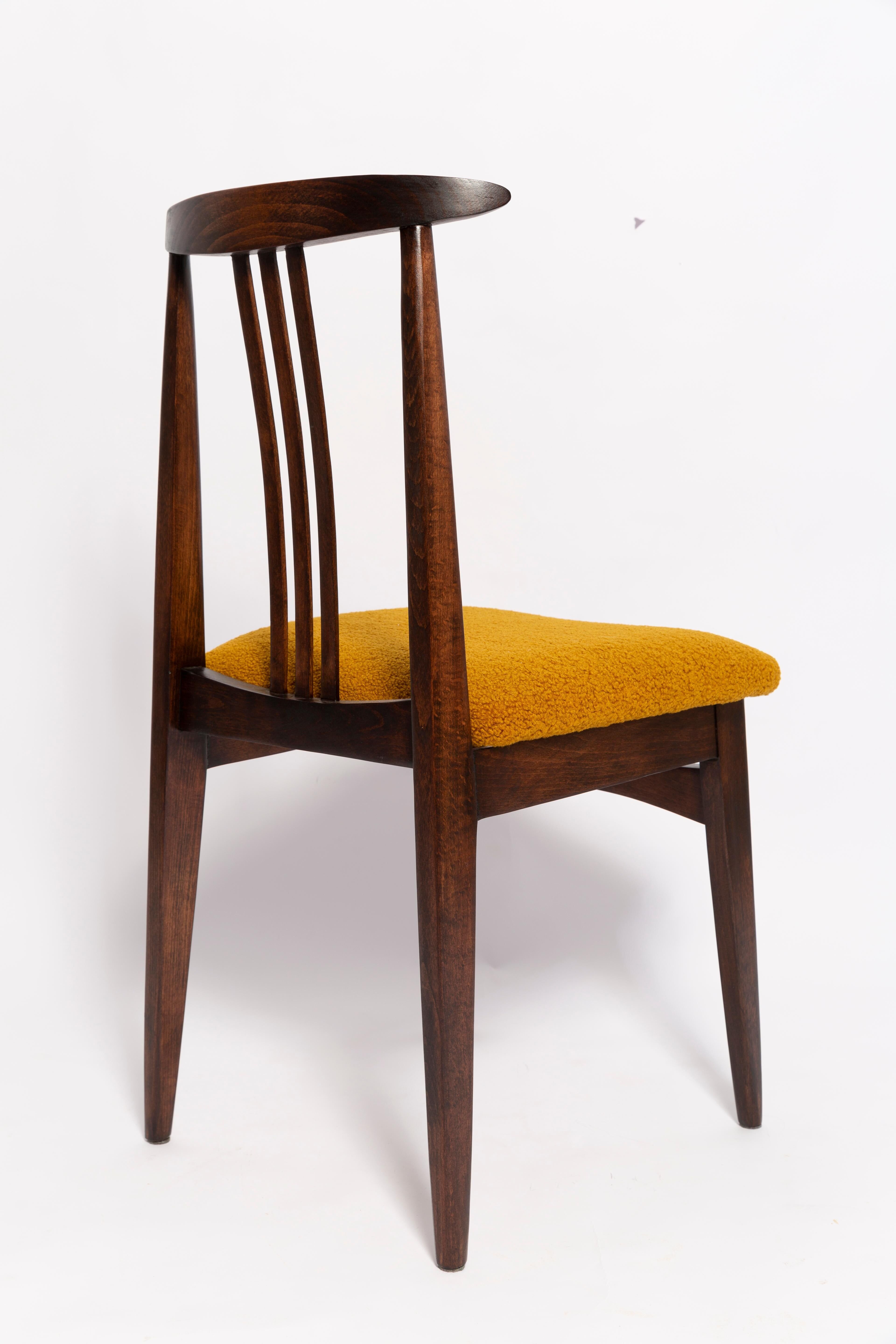 Beech chair with ochre boucle upholstery in mid-century style, Mr. Zielinski, Europe, 1960s.