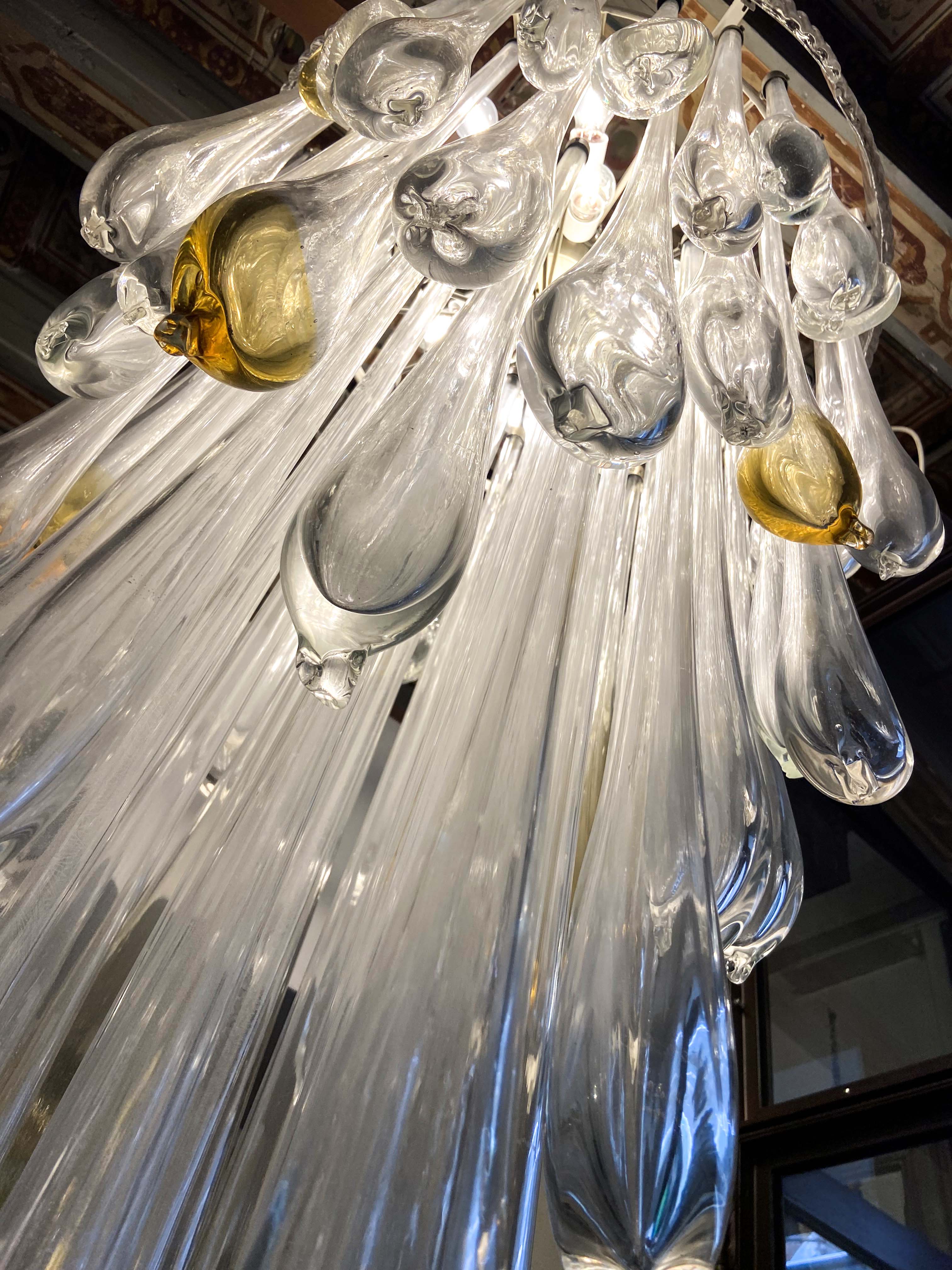 Venini Murano glass chandelier, Italy 1970s