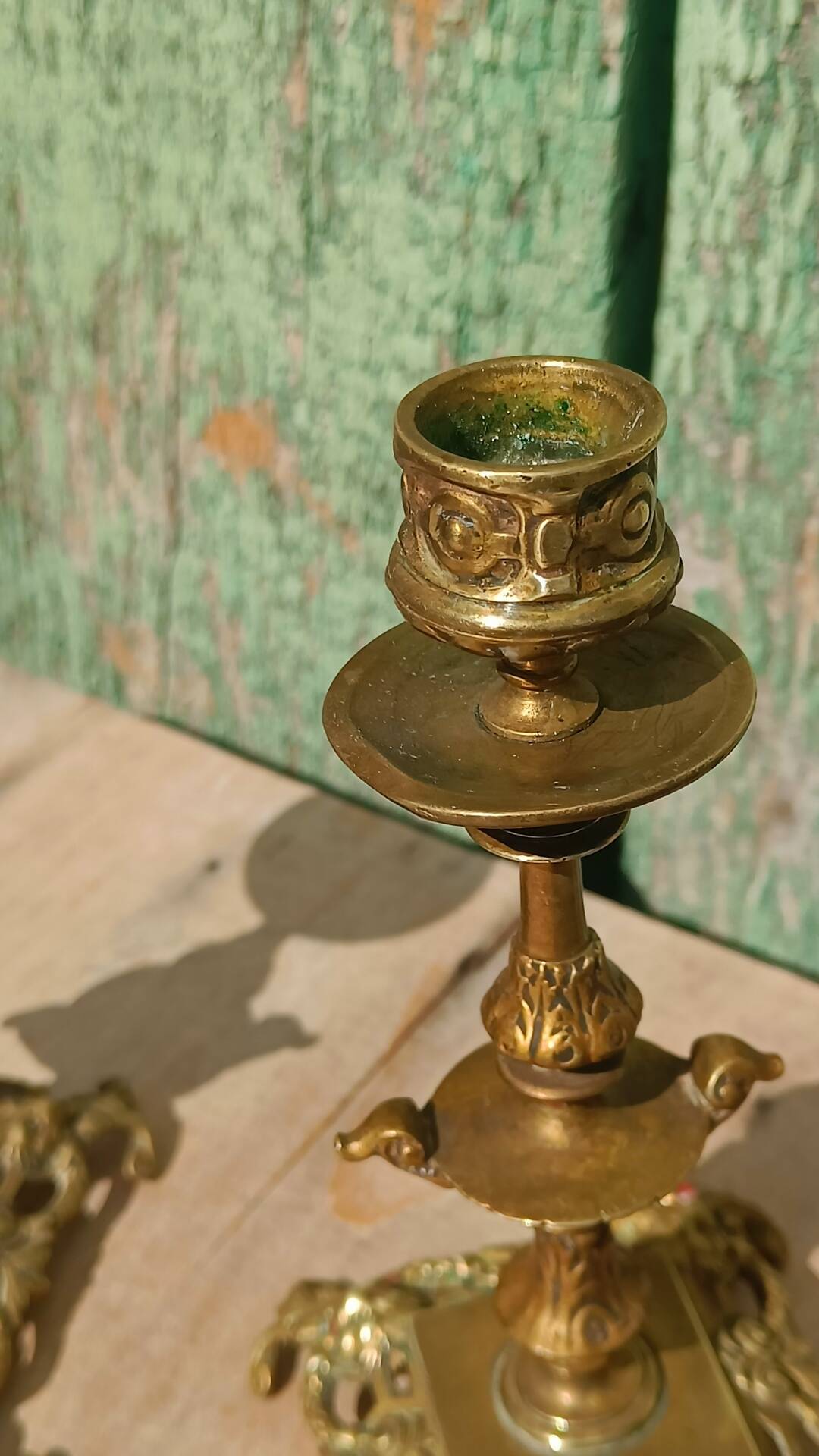 Pair of antique brass candlesticks – Napoleon III style