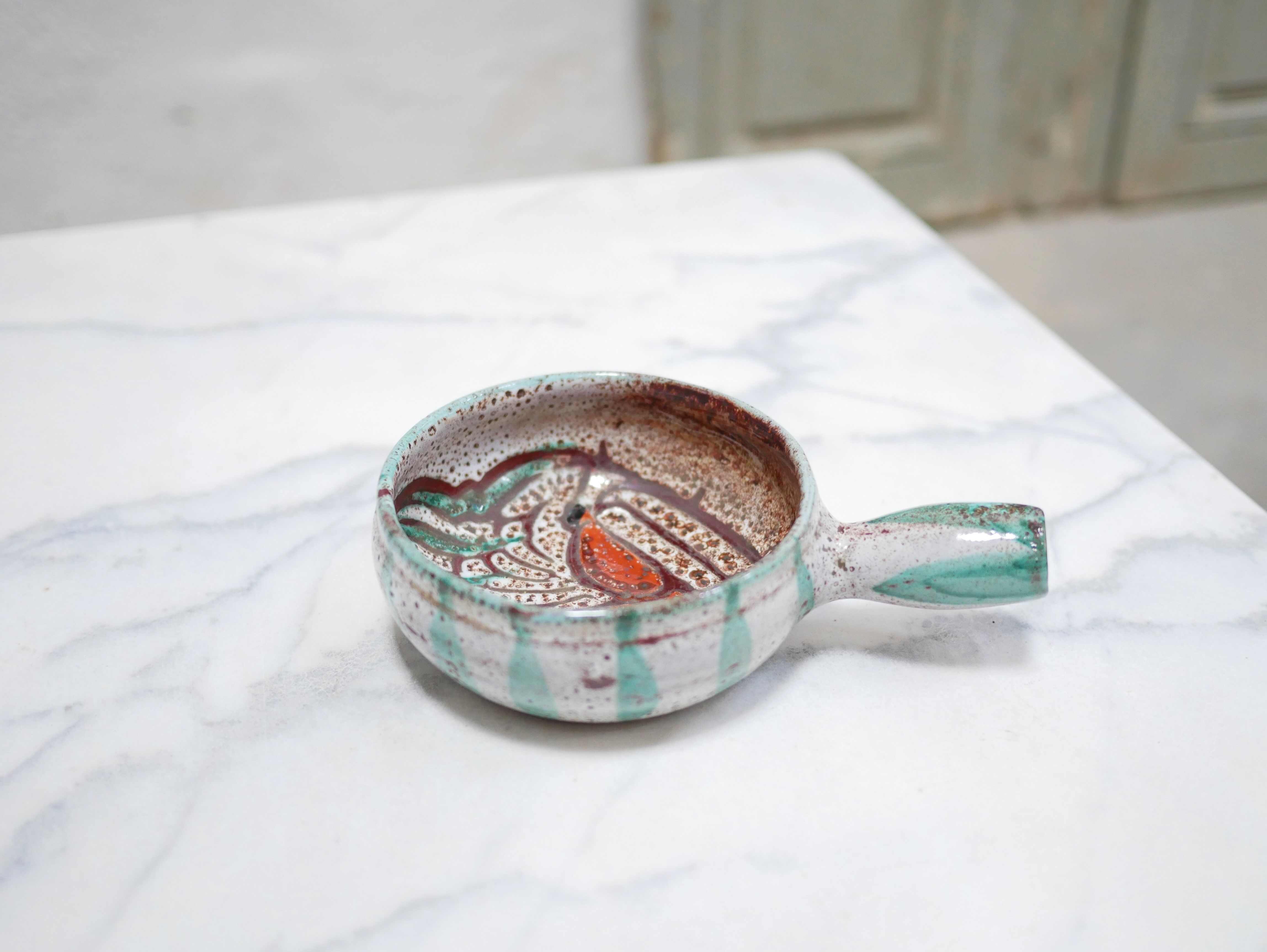 Caquelon vintage ceramic cup, Vallauris, France