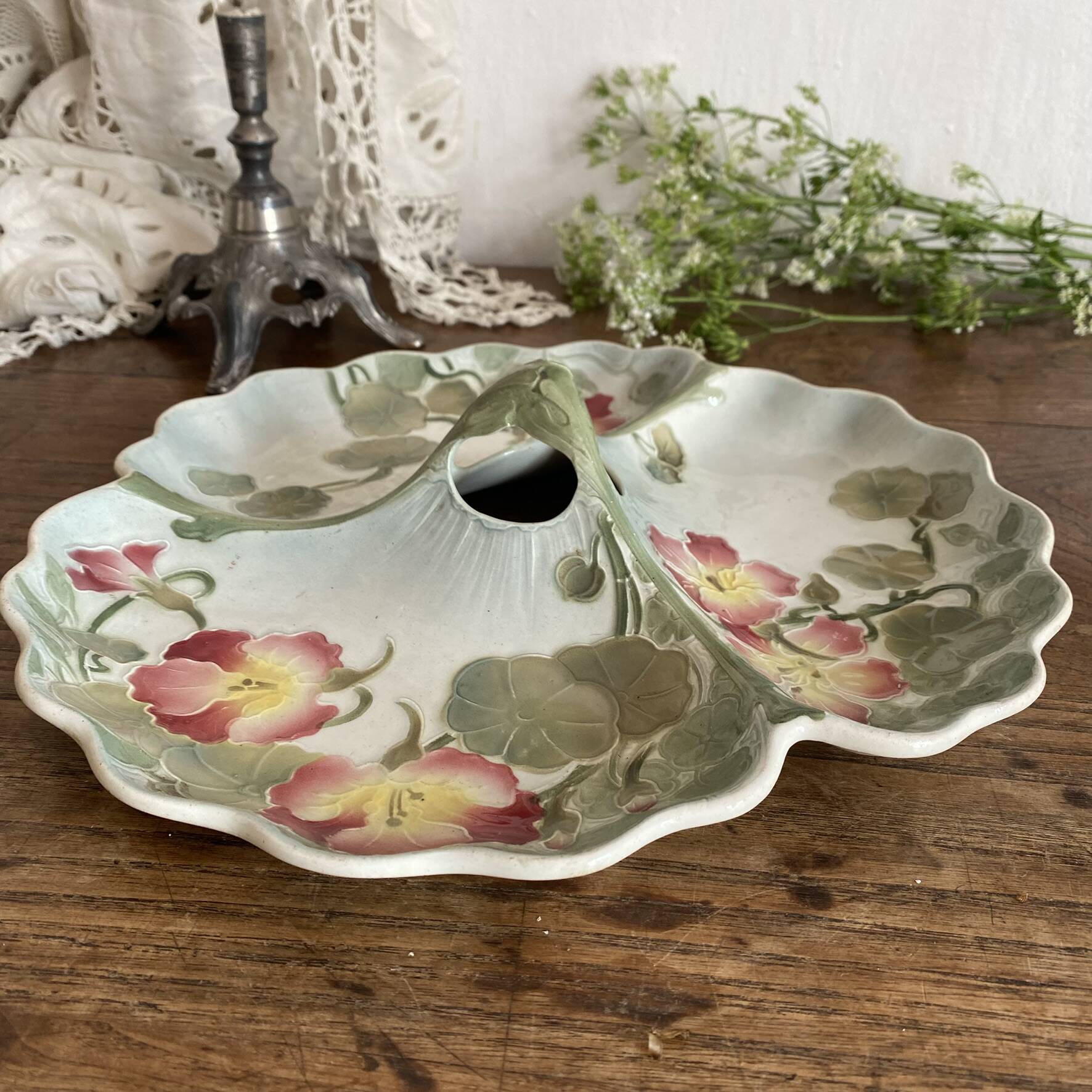 Art Nouveau barbotine serving platter