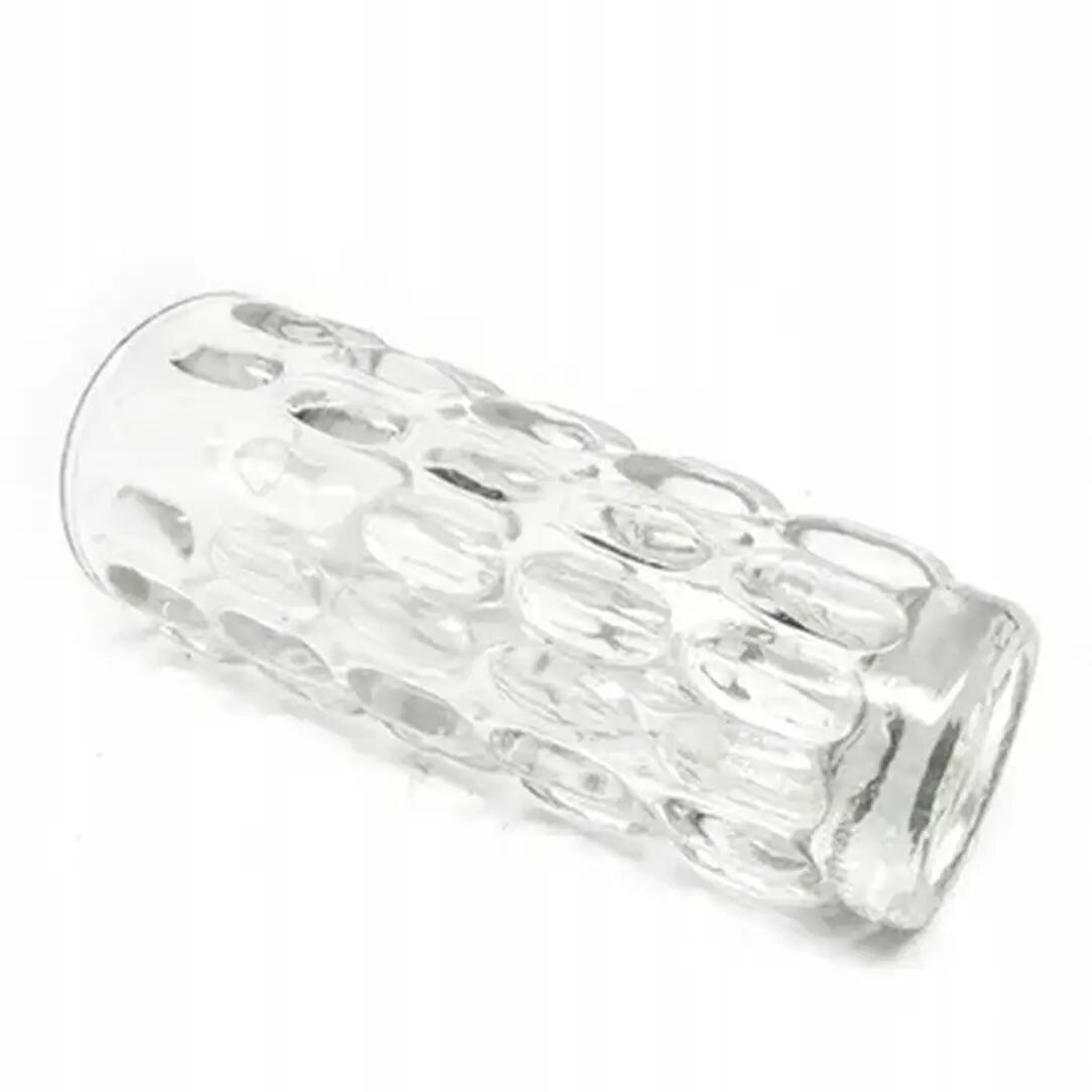 Vase en forme de haricot, en verre pressé transparent, HSG Ząbkowice, Pologne, années 1970