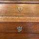 Louis XVI period mahogany secretary, white marble top, clover lock