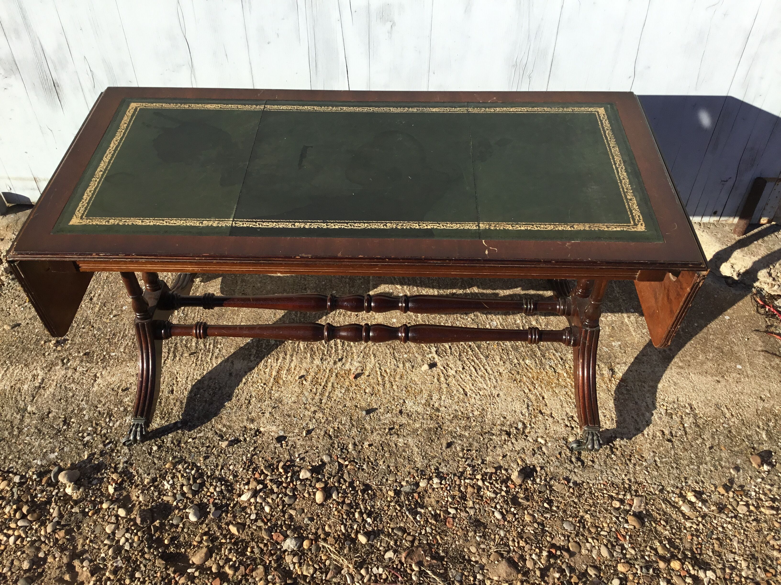 Coffee table on leather