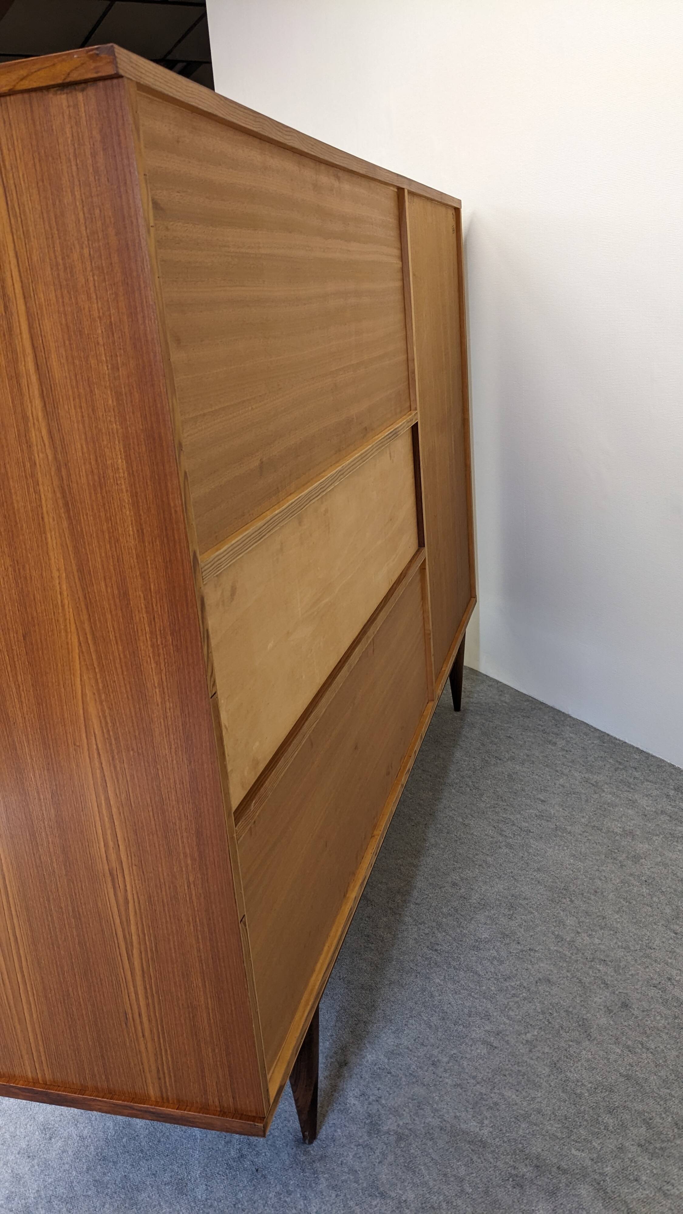 Buffet or high modernist sideboard in teak, France circa 1960.