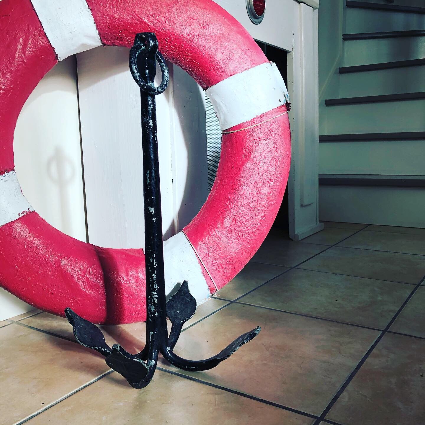 Black cast iron boat anchor