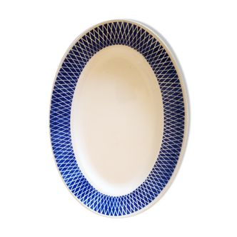 Plat ovale à frise bleue Badonviller