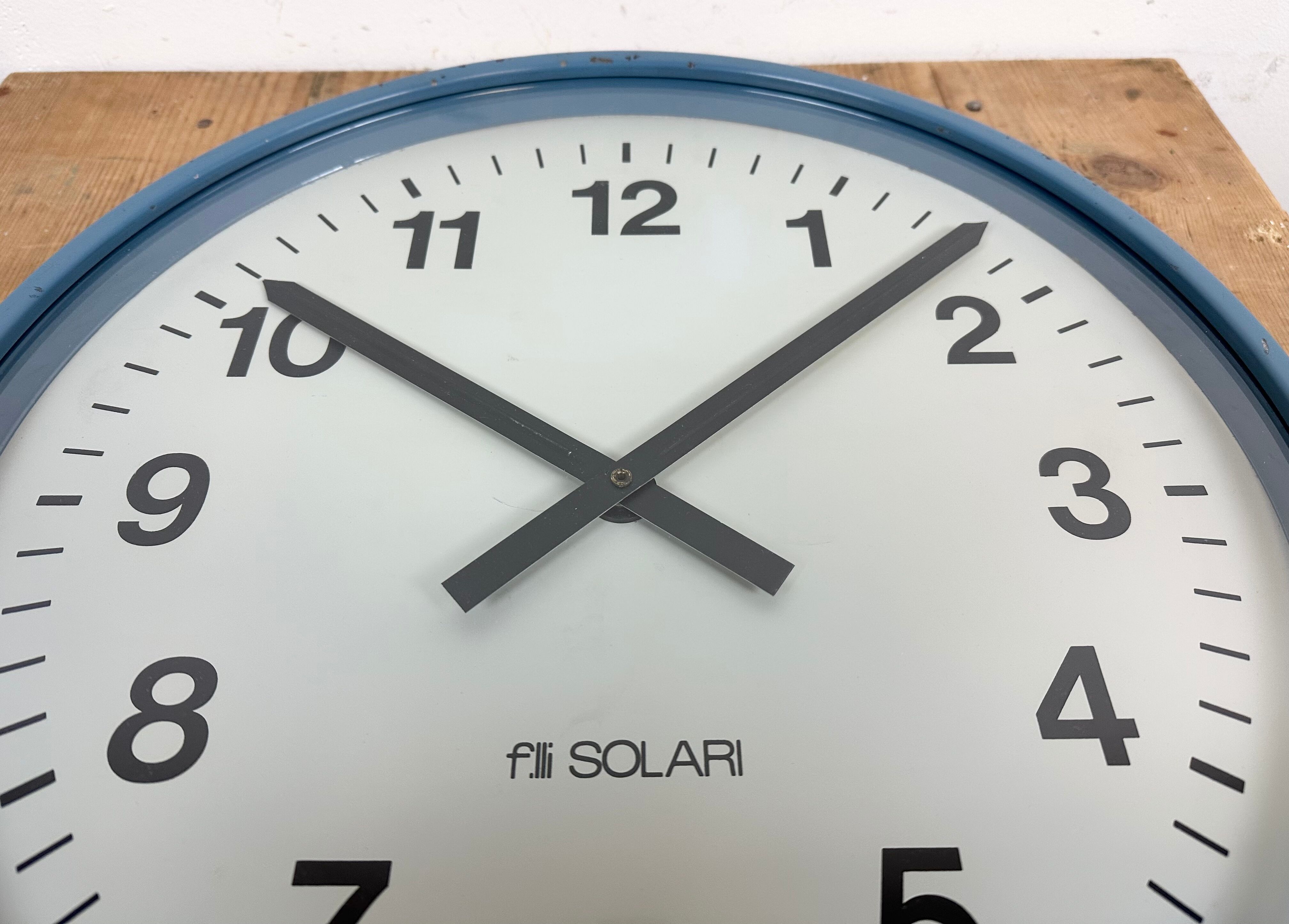 Grey Industrial Italien Wall Clock from Fratelli Solari Udine, 1970s