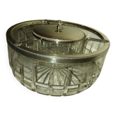 Caviar cooler from the late 19th and early 20th centuries. Crystal and silver-plated metal.