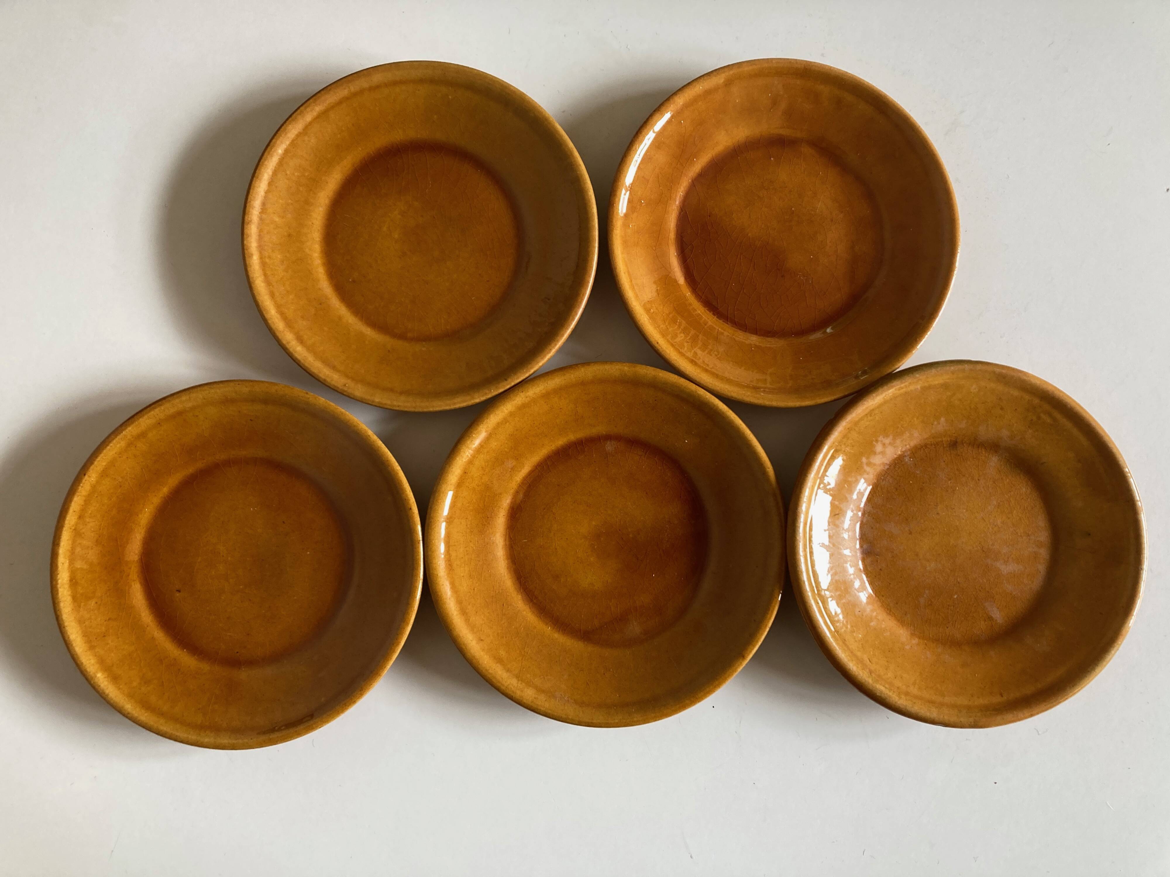 Set de 5 assiettes XS en terre vernissée de Biot 1960