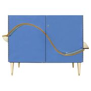 Italian Sideboard Covered In Blue and Orange Murano Mirrored Glass