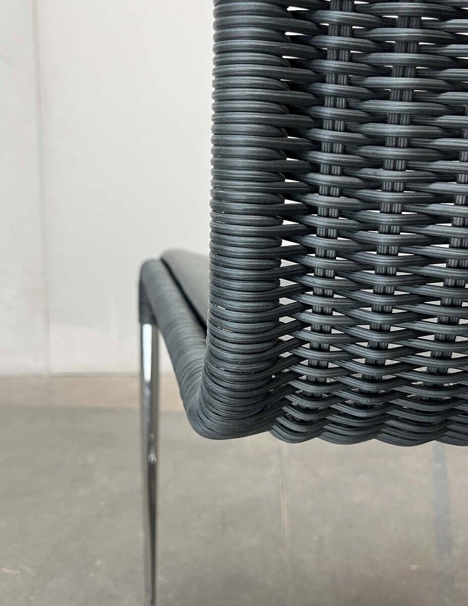 Grey German cantilever chairs B25 with leather cushions from Tecta, set of 4.