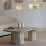 Omega Circular Nesting Coffee Tables - Natural Travertine