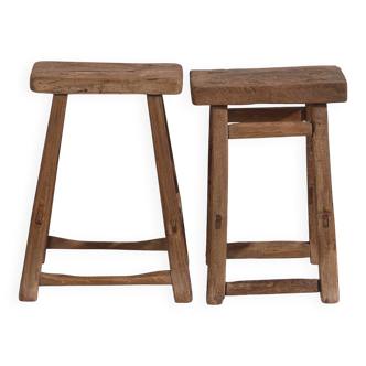 Set of antique stools (circa 1900). Set of 2 pieces no. 5.