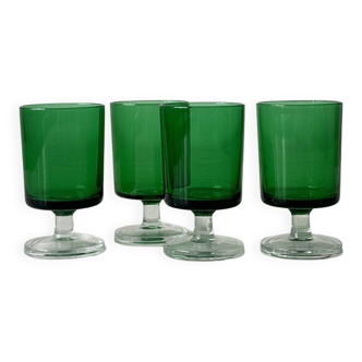 4 translucent green shot glasses