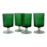 4 verres à liqueur verts translucides