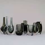 Midcentury collection of 12 pieces of art glass by Nils Landberg, Orrefors, Sweden, 1950s.