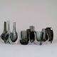 Midcentury collection of 12 pieces of art glass by Nils Landberg, Orrefors, Sweden, 1950s.