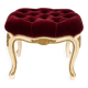 Antique upholstered stool in red velvet and carved wood