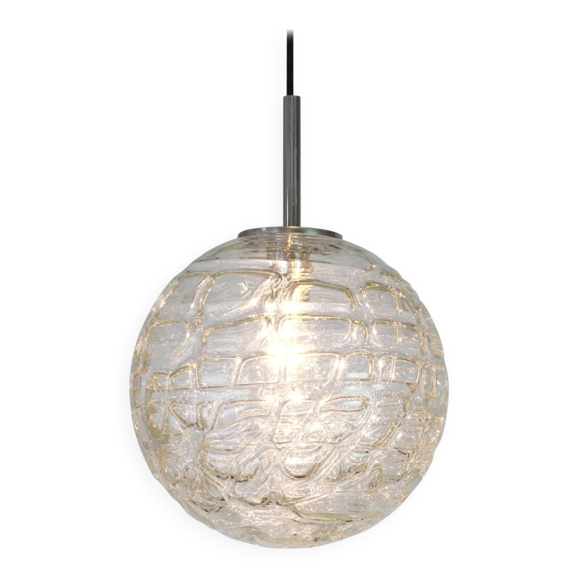 1 of 2 Rare Murano Ball Pendant Light by Doria, Germany, 1970s