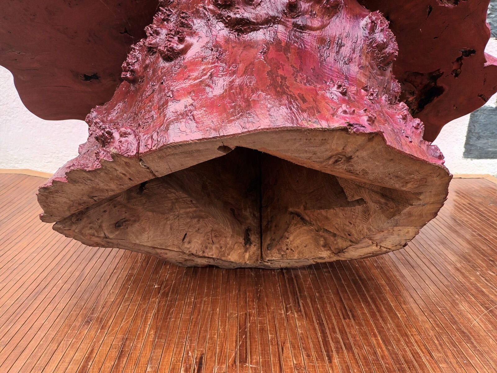 Brutalist coffee table magnifying elm