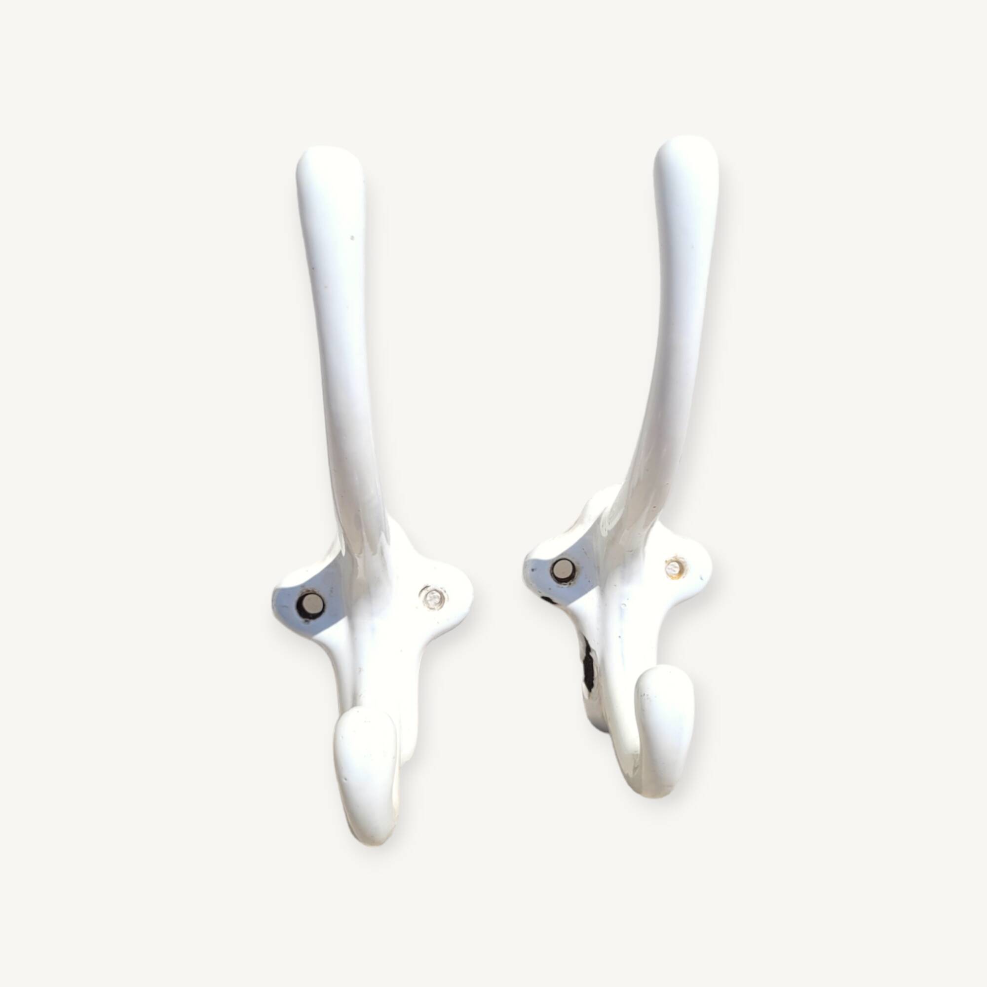 Pair of double coat hooks in enameled cast iron