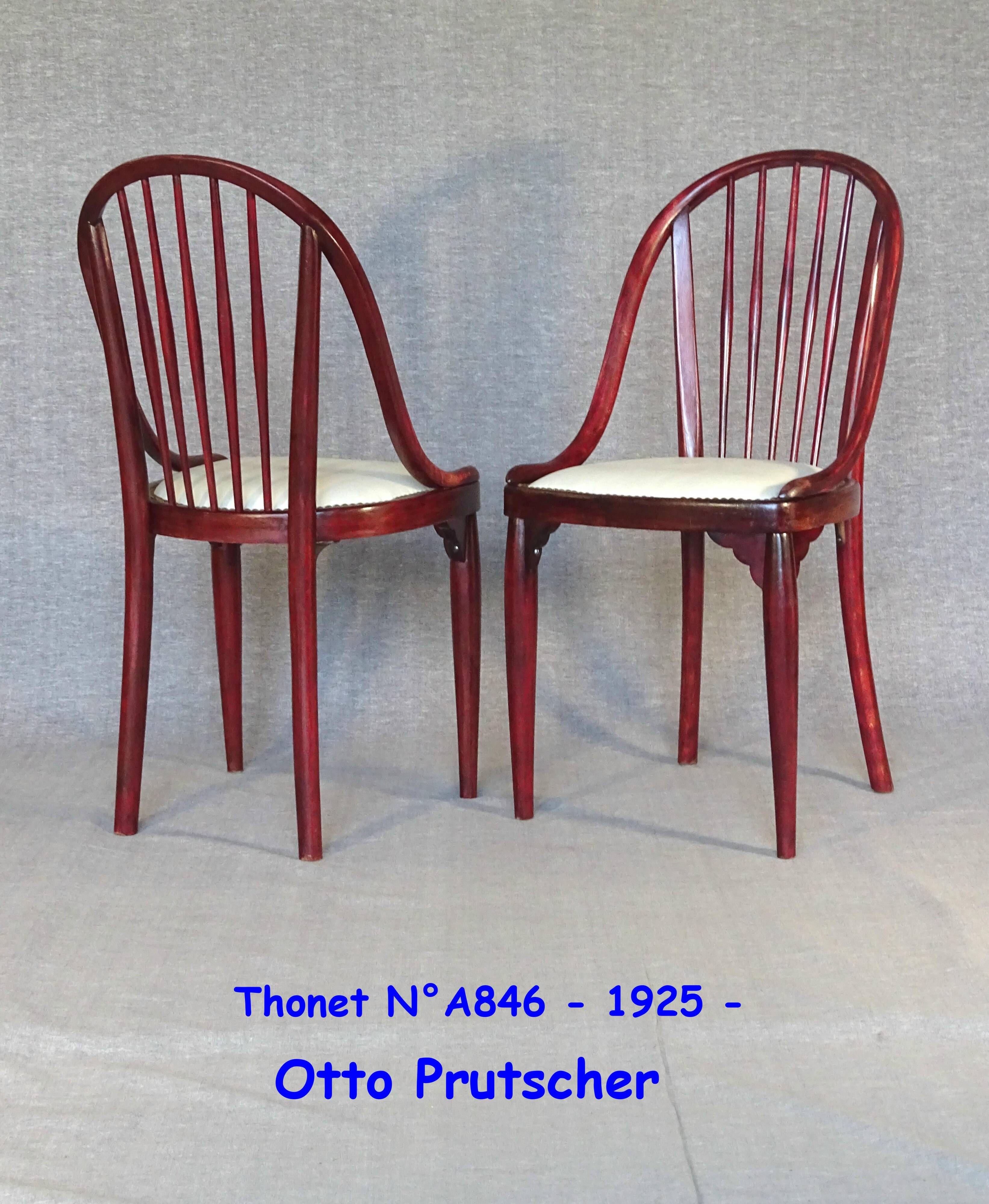 Deux chaises Thonet N ° A846 - Otto Prutscher - 1925 -Assises cuir -