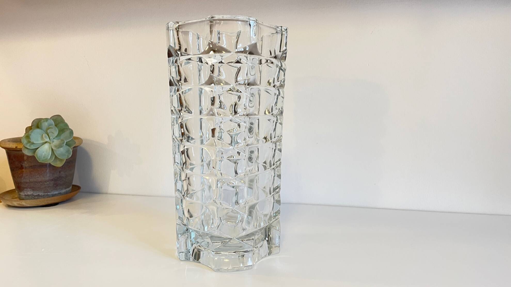 Geometric semi-crystal vase 1950s