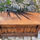 Richly carved solid oak chest from the 17th century