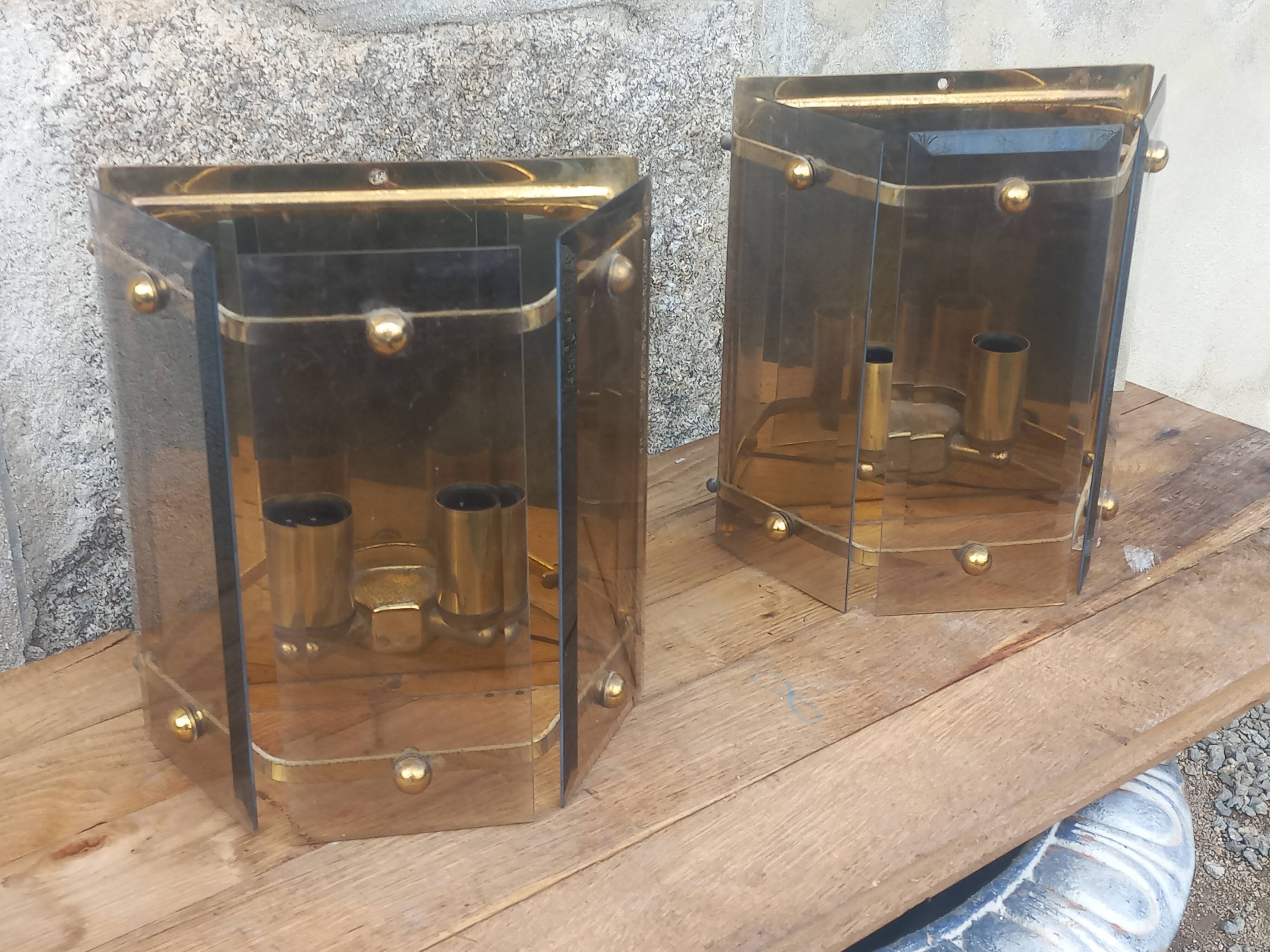 Pair of Pro Brennstelle designer wall lights from the 70s