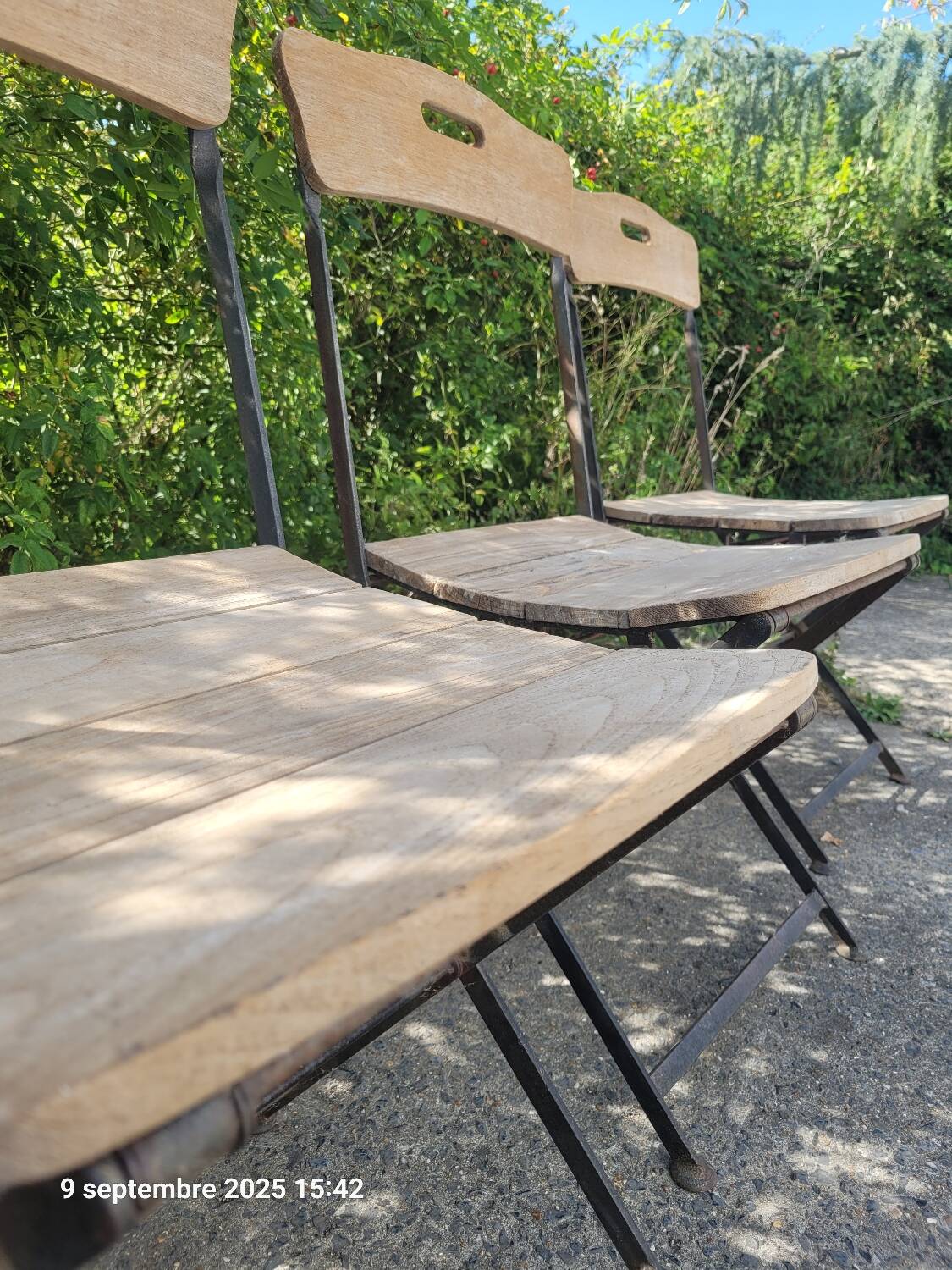 4 folding wooden and metal chairs proloisirs