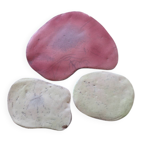 Lot de 3 dessous de plats en céramique artisanale raku