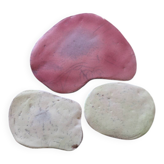 Set of 3 handmade raku ceramic trivets.