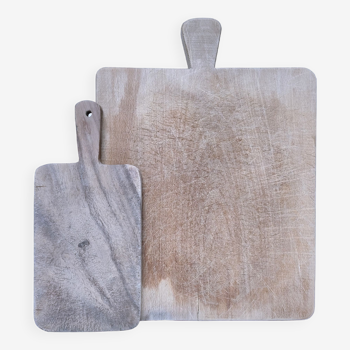 Two vintage solid wood cutting boards