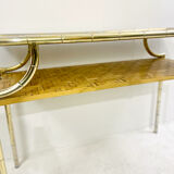 Mid Century Modern Rattan Console Table