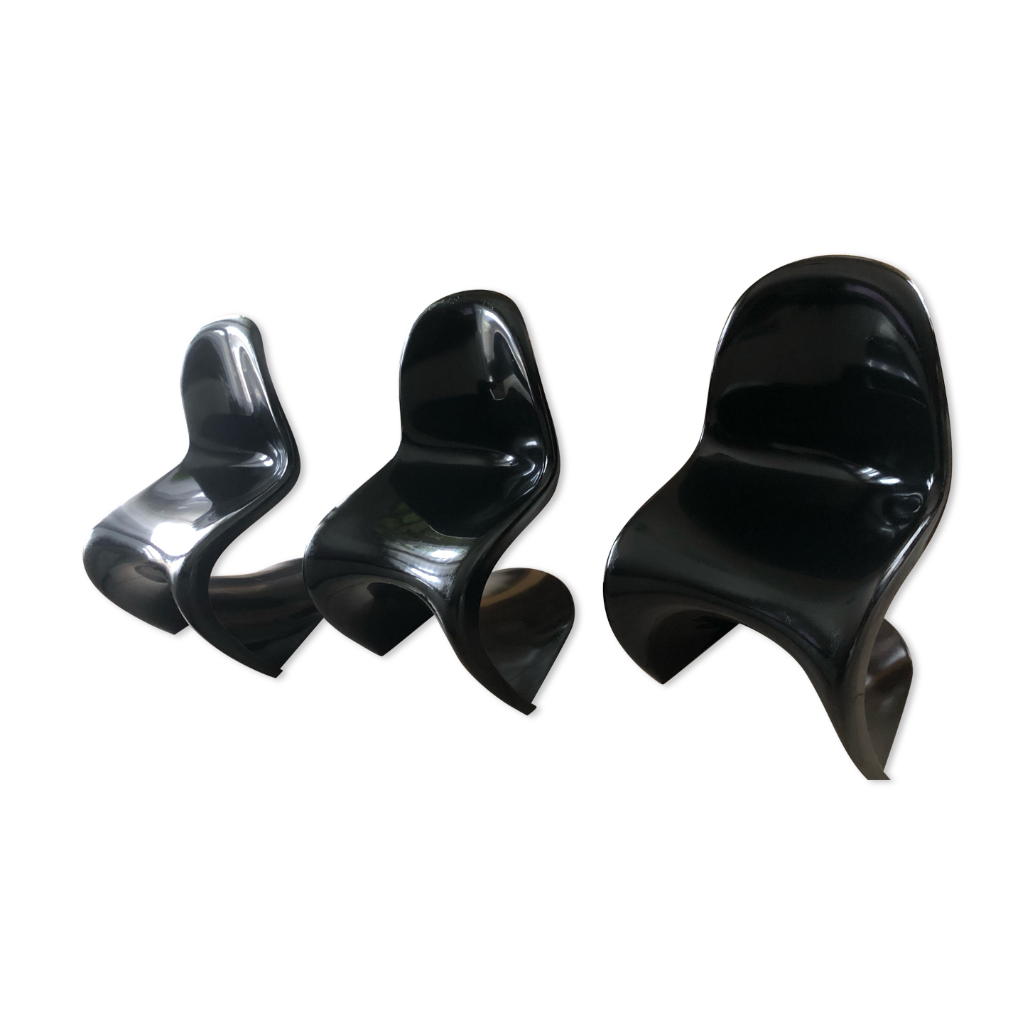 Set of 3 chairs Vintage black Verner Panton