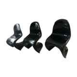Set of 3 chairs Vintage black Verner Panton