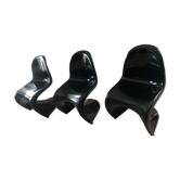 Lot de 3 chaises noir de Verner Panton