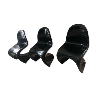 Lot de 3 chaises noir de Verner Panton