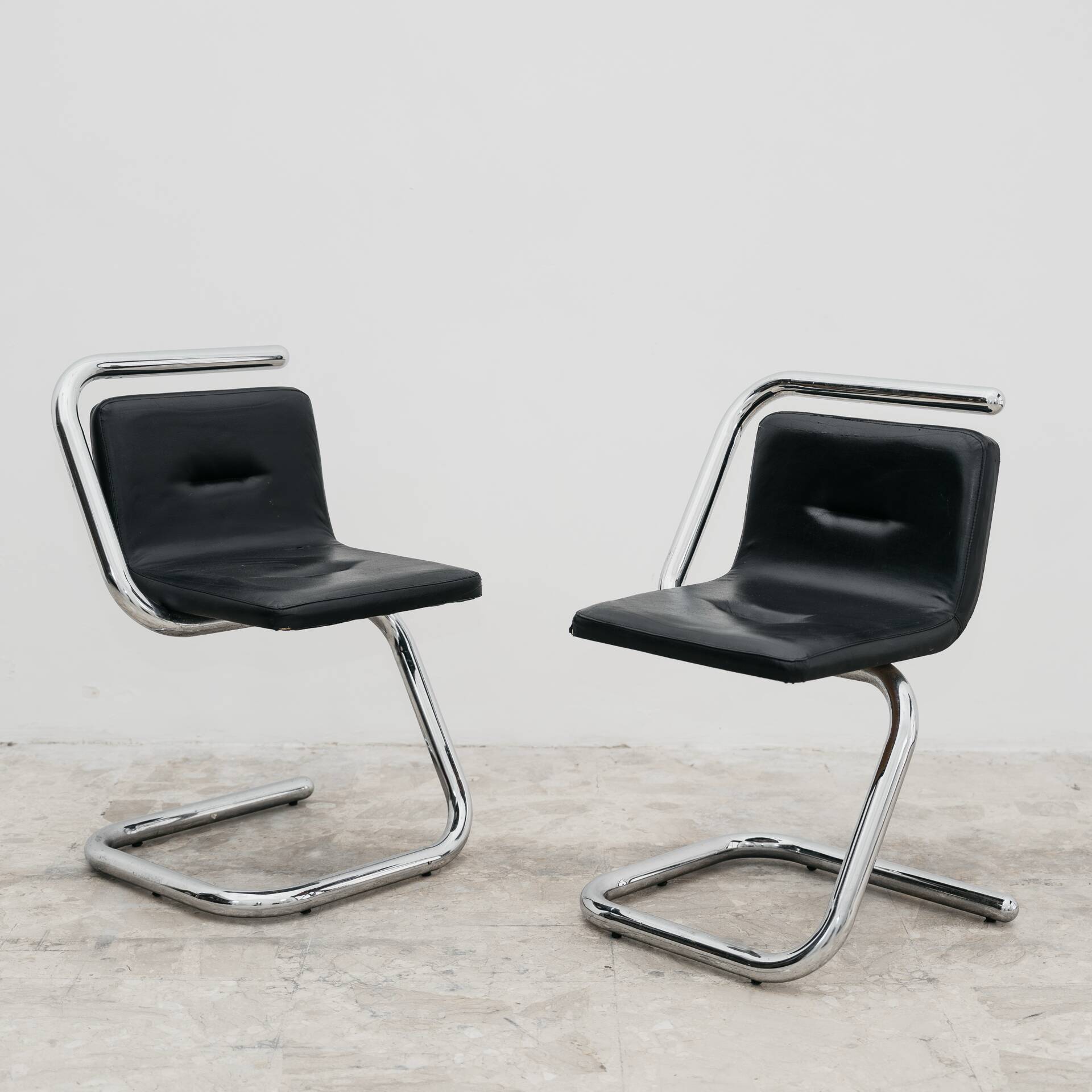 Luigi Bardini Coppia Di Poltroncine Design Anni ‘70 Chrome Tubular