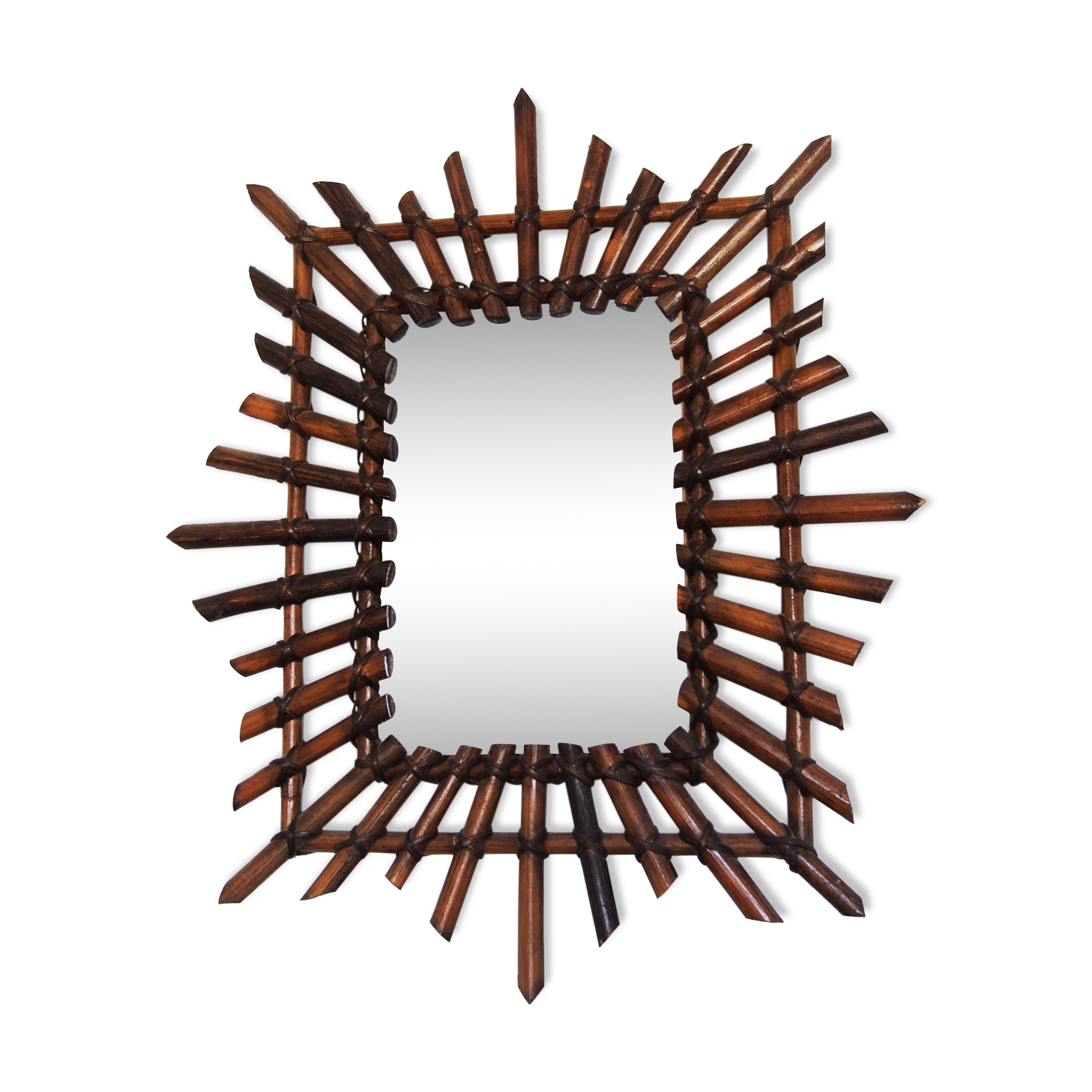 Miroir rectangle en rotin 53 x 63 cm