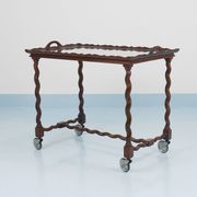 Antique Neo-Baroque Italian Barley Twist Bar Cart Serving Trolley, 1920s