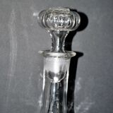 Carafe ancienne en verre soufflé gravé de lignes fines BISTROT 1900