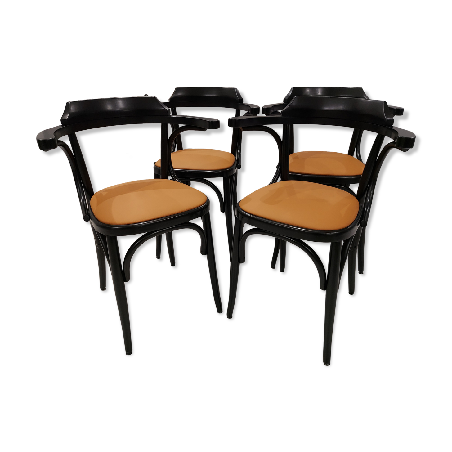 Suite of 4 chairs vintage bistrot 1960s