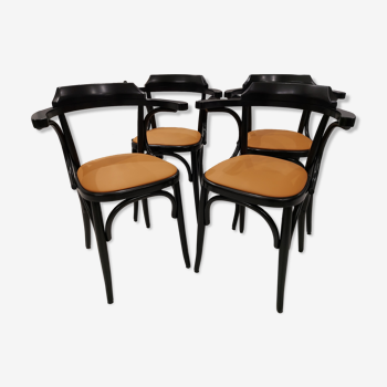 Suite of 4 chairs vintage bistrot 1960s