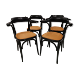 Suite of 4 chairs vintage bistrot 1960s
