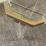 Vintage coffee table in lucite and brass 60s-70s