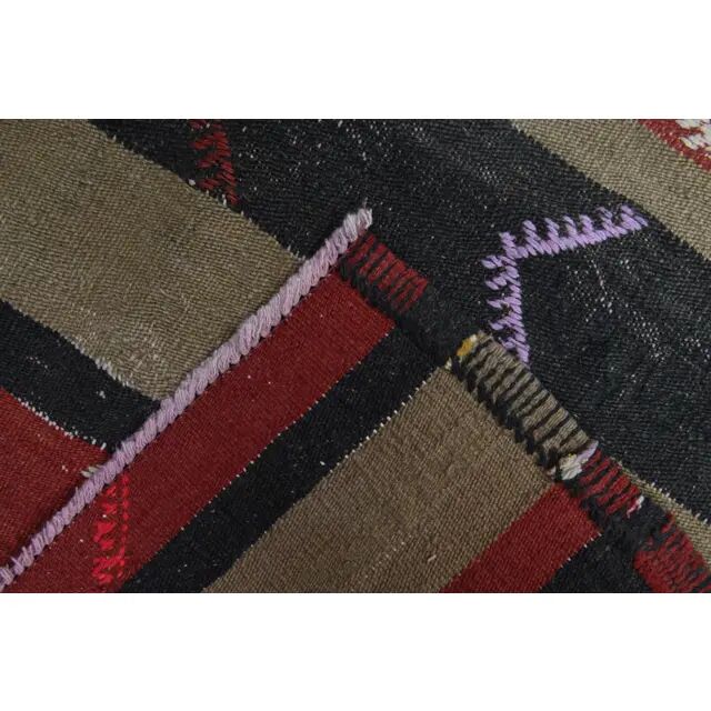 1970s Turkish Oushak Handmade  Red Brown Kilim Runner Rug 108x350