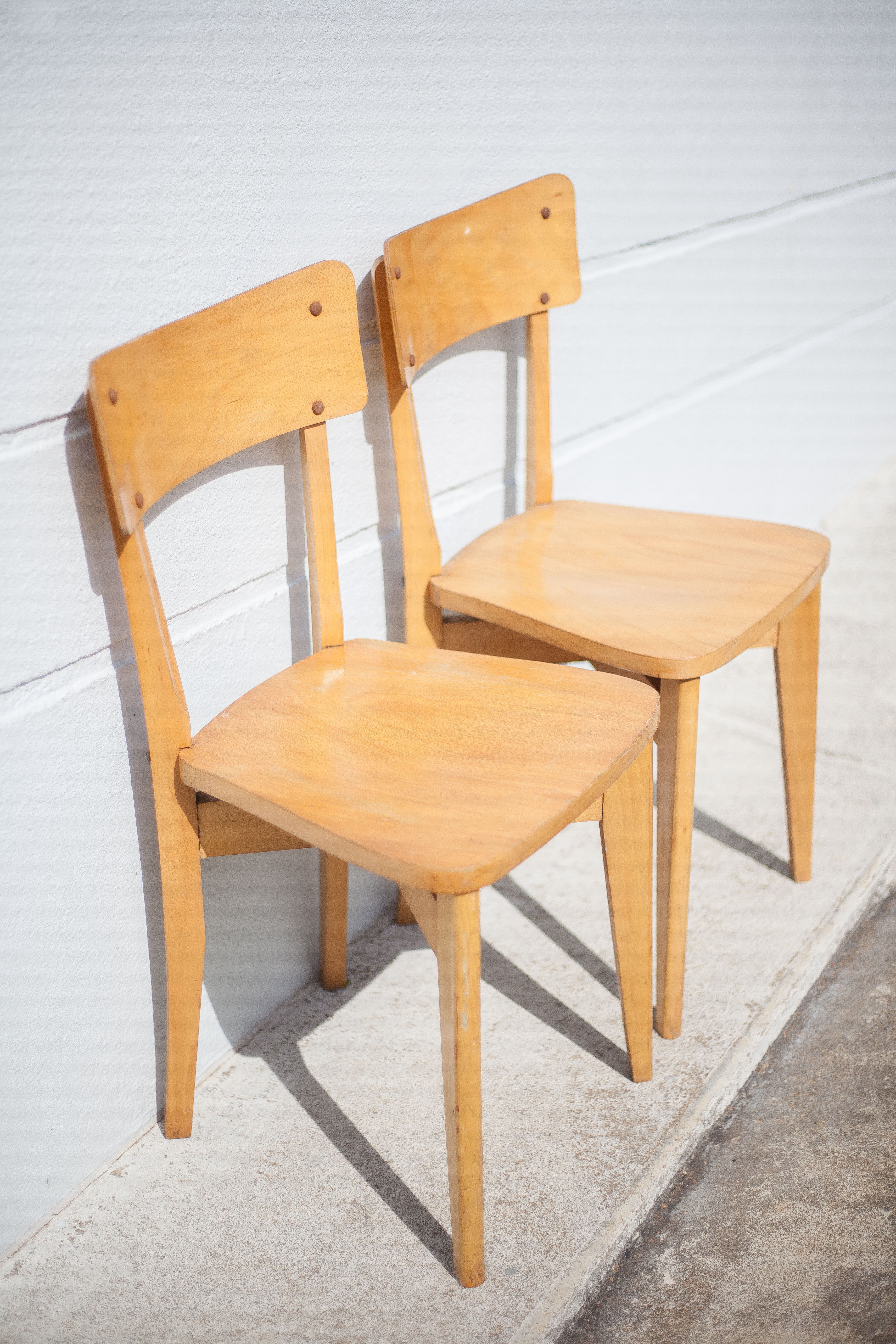 Pair of Luterma wooden chairs, light wood chair, bistro chair, extra chair, kitchen, countryside